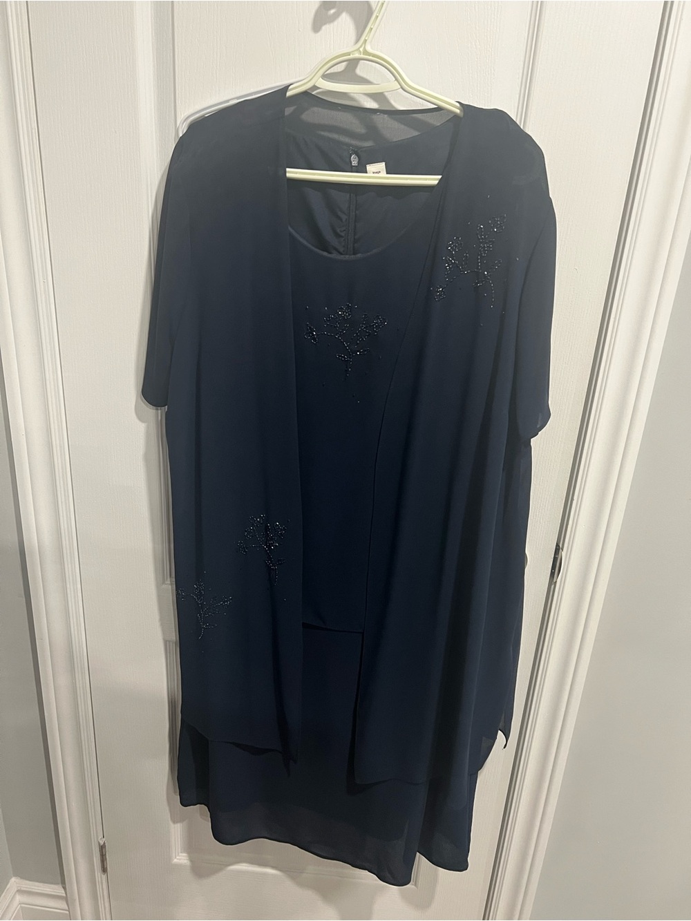 Women's Navy Beaded Two-Piece Tunic Dress